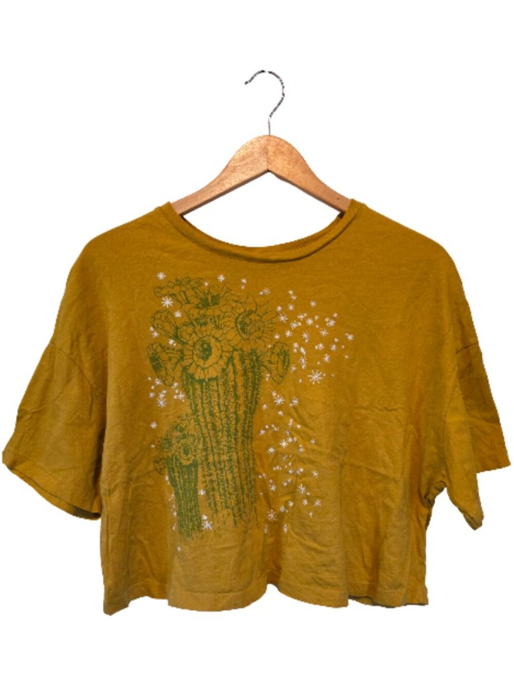 supermaggie cropped tee hand printed design size L